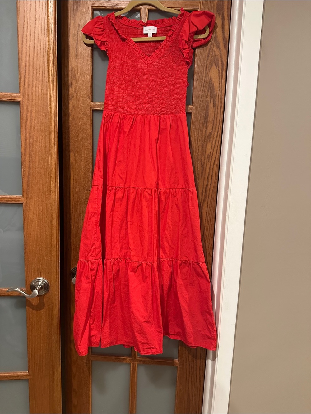 Sugarlips Red Tiered Maxi Dress with Ruffle Cap Sleeves